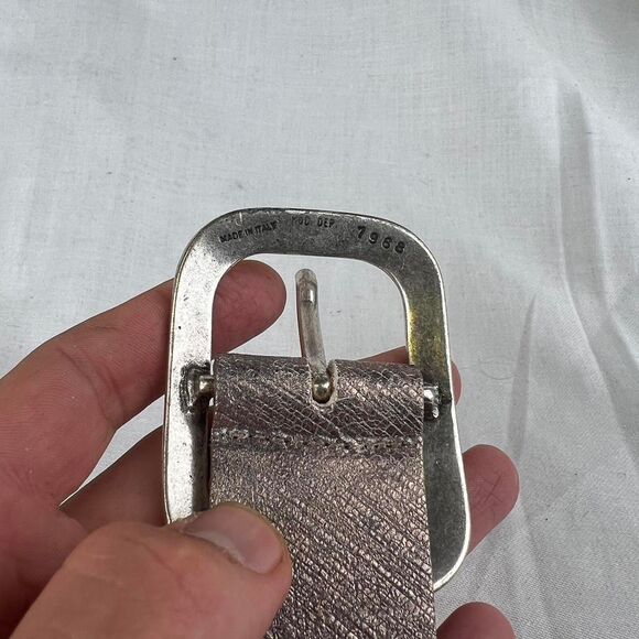 Streets Ahead Silver Metallic Leather Belt With Silver Buckle Size S